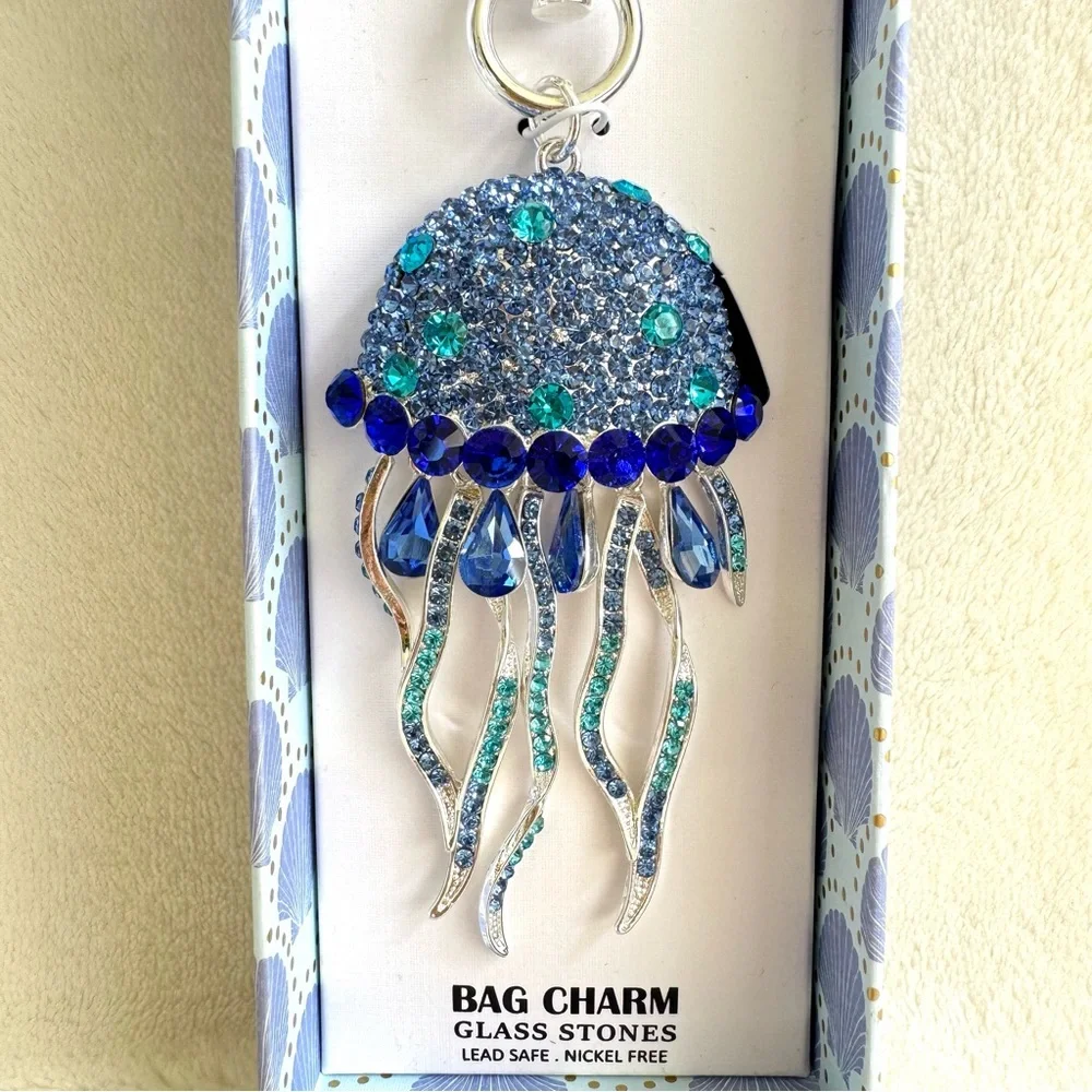 Viral Piper K Blue & Silver Jellyfish Key Chain / Bag Charm